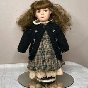 Boyds Bear Yesterdays Child Brittany Doll 1990s Wearing Green Plaid Dress -Rare